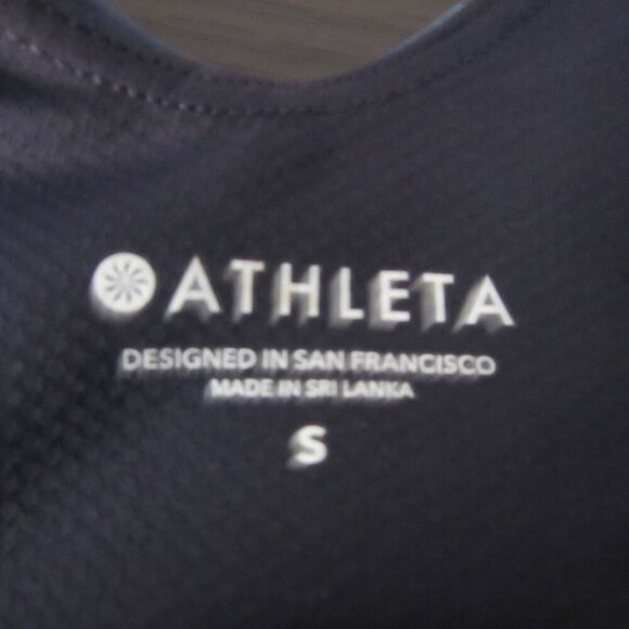 Athleta Lightning Printed Support Top Small Blue Black NEW High Neck Sports Bra - Picture 5 of 5